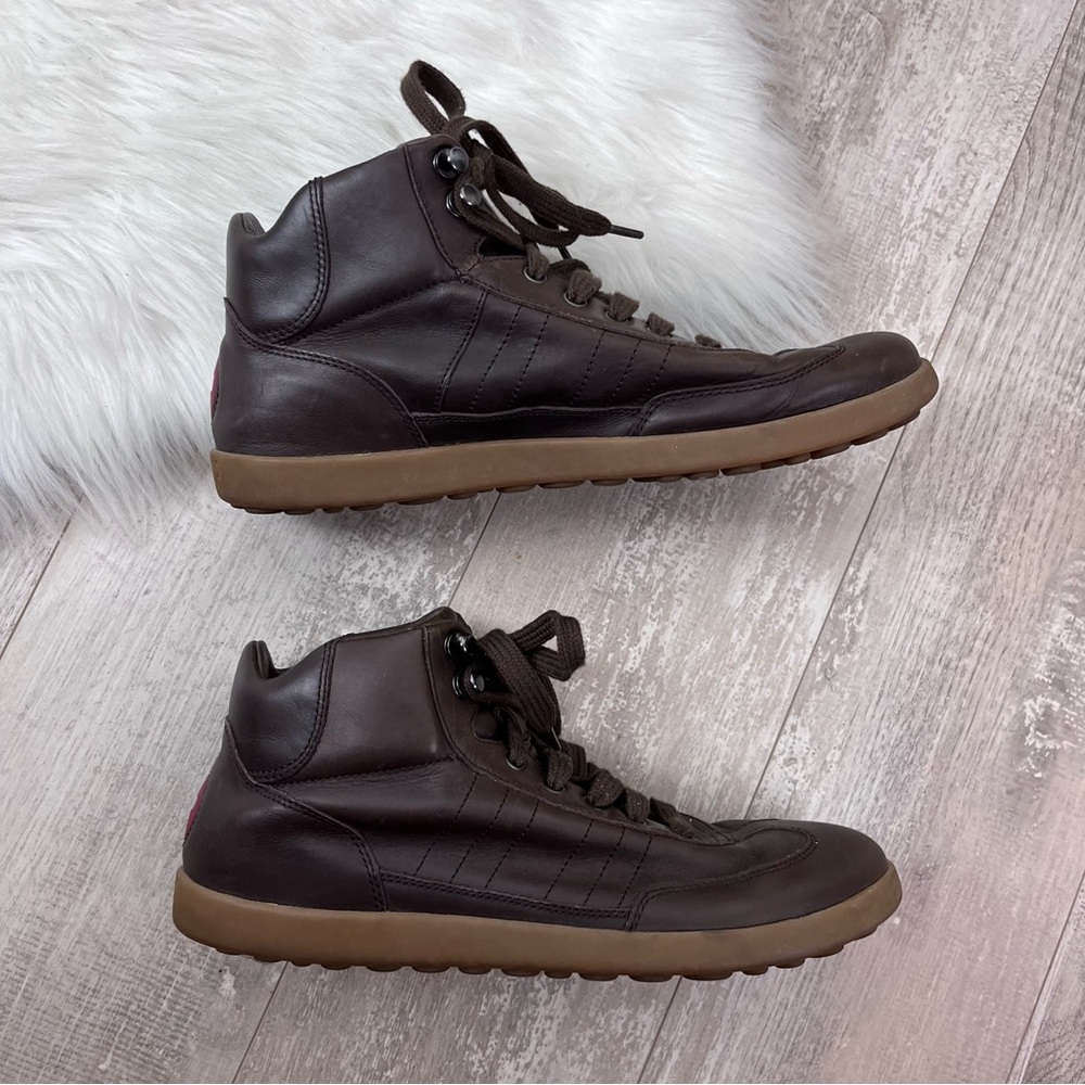 CAMPER High Top Lace Up Brown Leather Sneakers 40 - Picture 3 of 9